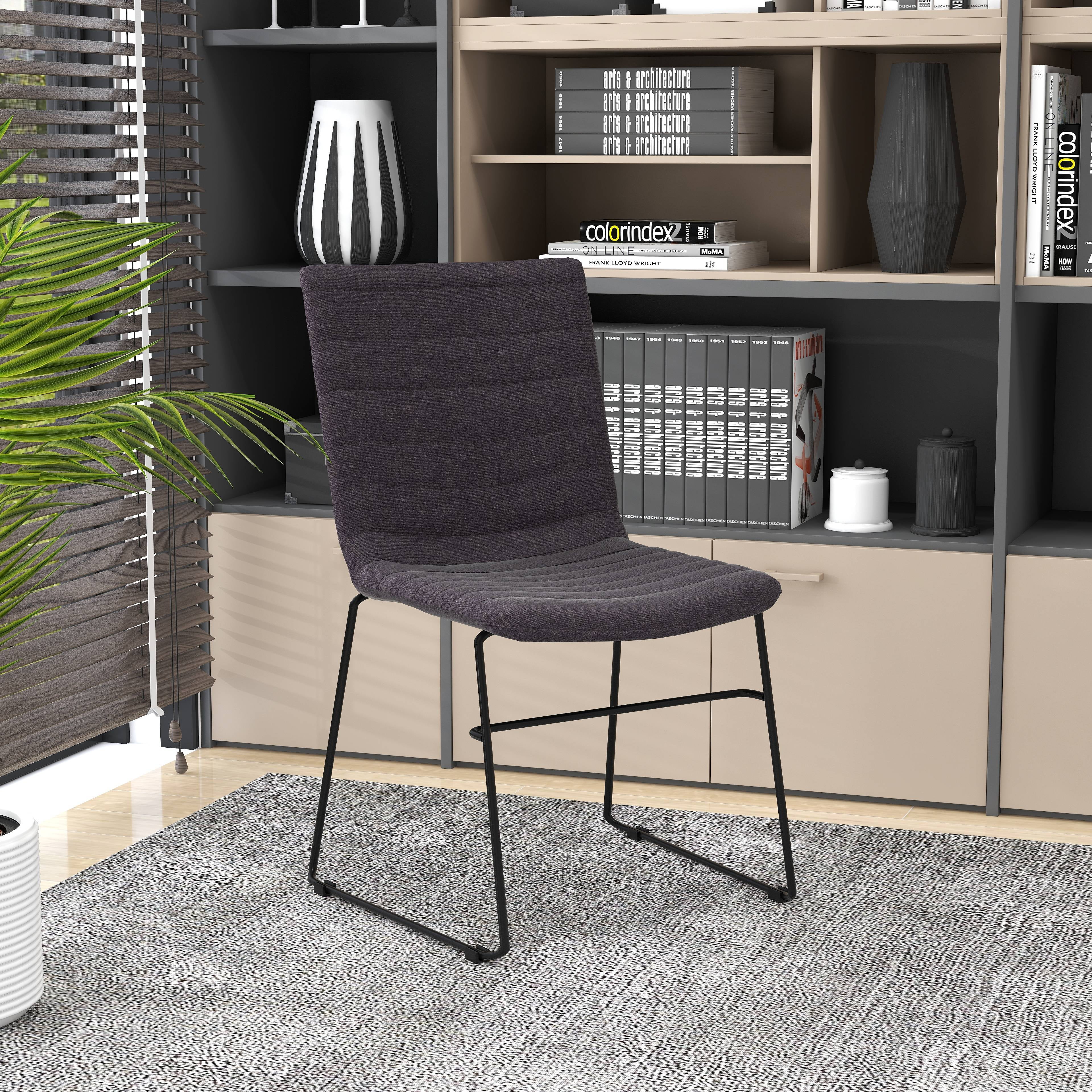 LeisureMod Ergonomic Office Chair Upholstered Guest Side Chair Padded Seat and Back Desk Chair with Powder-Coated Stainless Steel Base Zylar Collection in Brown