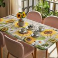 thumbnail image 3 of Farm Flowers Table Cloths for 4 Foot Rectangle Tables, Retro Sunflowers Barn Doors Butterfly Wood Board Patio Waterproof Elastic Fitted Tablecloths, Washable Rectangular Table Cover for Camping, 3 of 8