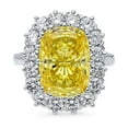 thumbnail image 2 of BERRICLE Sterling Silver Halo Yellow Cushion Cut Cubic Zirconia CZ Statement Cocktail Fashion Ring for Women, Rhodium Plated Size 9.5, 2 of 10