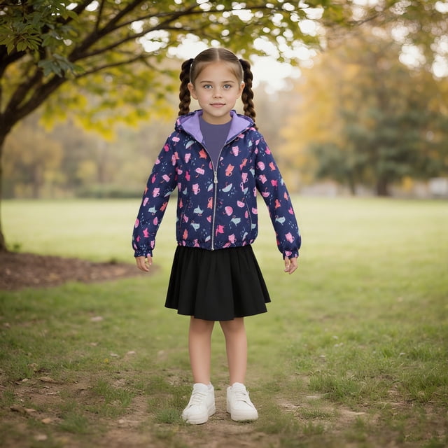 Girls Lightweight Windbreaker Jacket For Outdoor Play And Party Wear With Breathable Hooded Raincoat Design For All Seasons Comfort