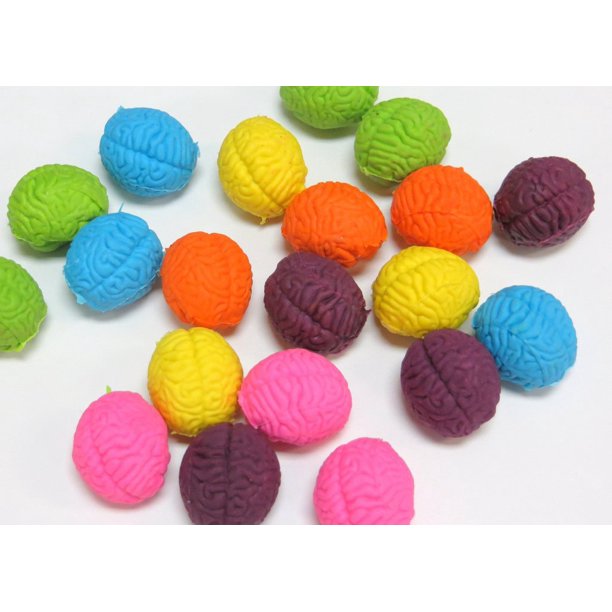 Brain Shaped Erasers Assorted Colors lot of 20