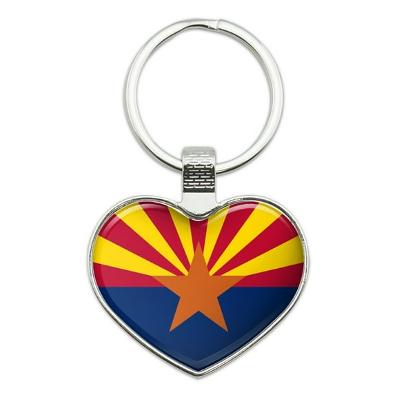 Arizona State Flag Keychain Heart Love Metal Key Chain Ring