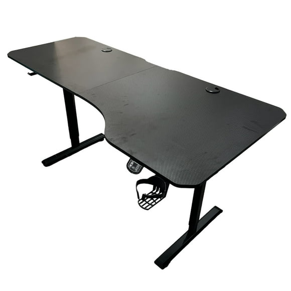 Electric Standing Desk, 160 x 75 cm L-Shaped Adjustable Desk with Cup Holder, Headphone Hook, 2 Cable Grommets
