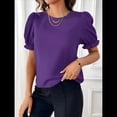 thumbnail image 4 of Blusa de de Corta , Elegante y con Cuello para Mujer, Blusa de Verano. Púrpura S, 4 of 8