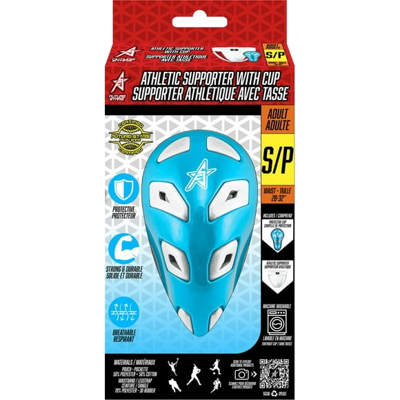 Support athlétique Future Stars avec jock cup et sangle de soutien - adulte - petite taille - Équipement de protection antimicrobien, lavable en machine, de style professionnel