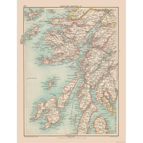 Historic Map - Scotland - Bartholomew 1892 - Vintage Wall Art