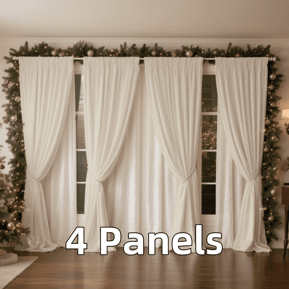 Velvet Curtains with Rod Pocket Thermal Insulated Soft Privacy Light-Filtering Velvet Drapes for Christmas, 4 Panels