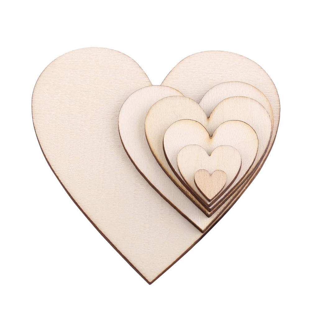 100pcs Wooden Love Heart Shape for Weddings Plaques Art Craft Embellishment Best