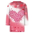 thumbnail image 5 of Fgvctg Valentine's Day 3/4 Length Sleeve Womens Tops Casual Crewneck Shirt Cute Date Night Pullover Tops Oversized Sweet Love Heart Graphic Blouses Gifts for Women Pink 2XL, 5 of 5