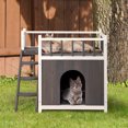 thumbnail image 2 of Ktaxon Outdoor Cat House Wooden 2- Story Cat Shelter with Balcony,Gray, 2 of 6