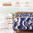 thumbnail image 6 of 3 Piece Blue Stripe Duvet Cover Set California King,Microfiber Comforter/Quilt Cover with Corner Ties and 2 Pillowcases,Ombre Grey Moire Geometric Modern Abstract Soft Bedding with Zipper Closure, 6 of 8