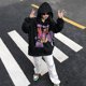 thumbnail image 3 of Sudadera con capucha estilo hip hop de estilo harajuku para mujer, estilo retro de gran tamaño, con estampado de letras cardioides, chaquetas de manga larga Y2K para otoño, 3 of 4