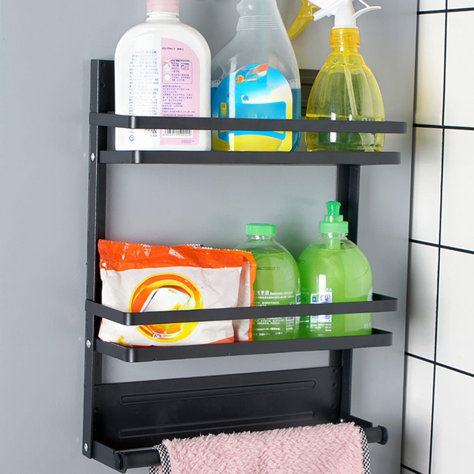 Fall and Winter Storage Clearance 2024! VOAVEKE Pantry Organizers And Storage, Folding Kitchen Refrigerator Magnetic Shelf Magnetic Wall Mounted Shelf Clingfilm Bag Seasoning Bottle Storage Shelf