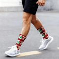 thumbnail image 1 of Bas Rouges Thème de Noël Confortables Imprimés 3D Mignons Mi-Mollet Chaussettes de Sport, 1 of 5