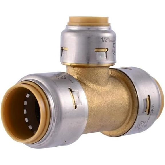 Cash Acme UR412 0.75 x 0.75 x 0.5 in. Push to Connect Brass Reducing Tee Fitting