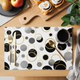 thumbnail image 2 of Black Polka Dots Placemats Set of 4, Modern Abstract Art Placemats for Dining Table, Place Mats for Kitchen Tabletop, Waterproof Wipeable Dining Table Mats Set, 2 of 9