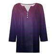 thumbnail image 4 of zaveiop 3/4 Length Sleeve Womens Tops Button Down Summer V Neck Shirts Henley Blouses Dressy Fashion Print Clothes (Z-Purple, XXL), 4 of 5