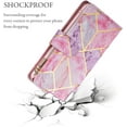 thumbnail image 5 of Wallet Case for Samsung Galaxy S21 Plus, Premium Vintage PU Leather Magnetic Closure Handbag Zipper Pocket Case Kickstand Card Holder Slots with Wrist Strap Flip Case - Pink&Purple, 5 of 7