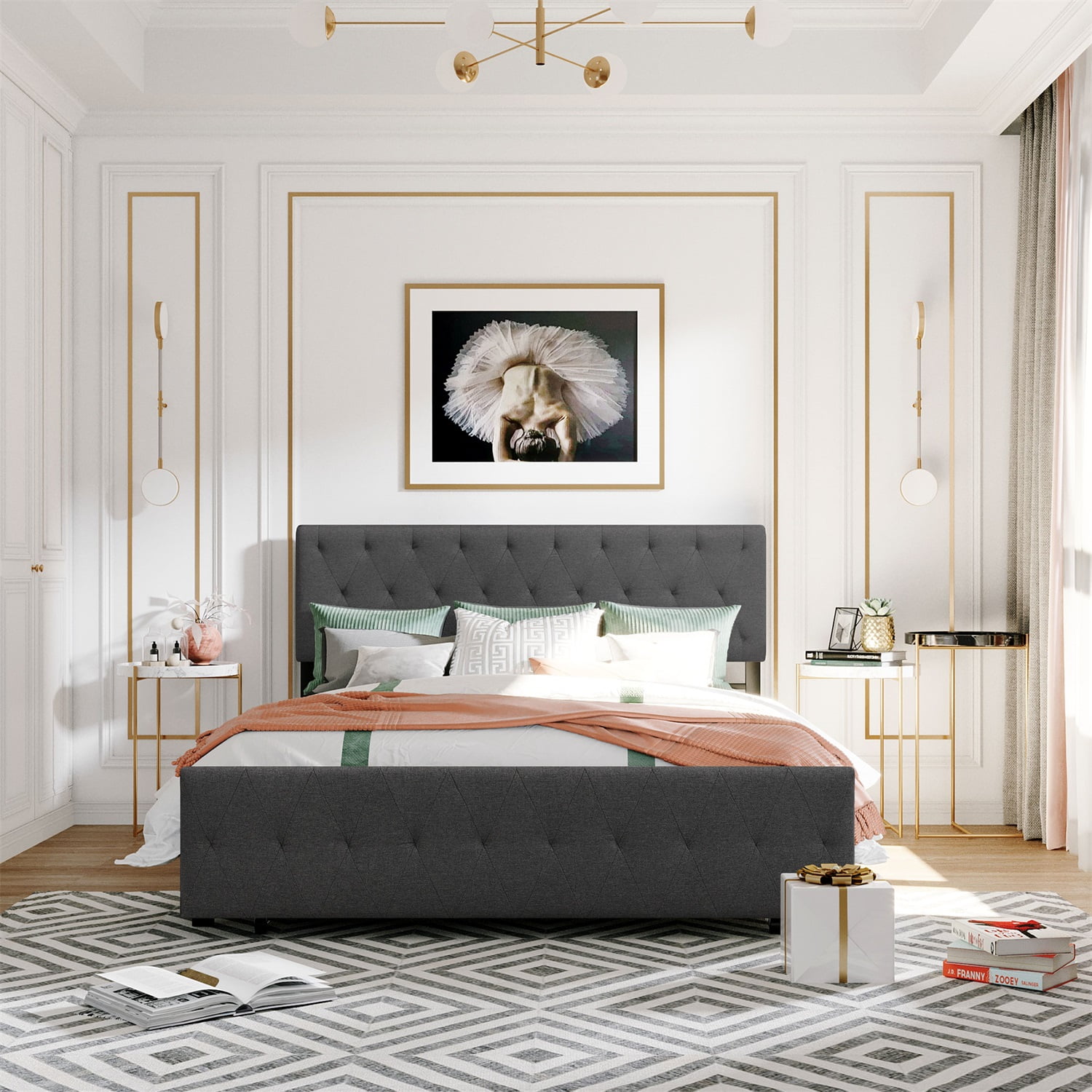 Kadyn Platform Queen Bed Frame with Headboard, Strong Metal Slats Support, No Box Spring Needed, Metal Platform Bed Frame for Bedroom, Gray&Queen Kadyn Platform Queen Bed Frame with Headboard, Strong Metal Slats Support, No Box Spring Needed, Metal Platform Bed Frame for Bedroom, Gray&Queen