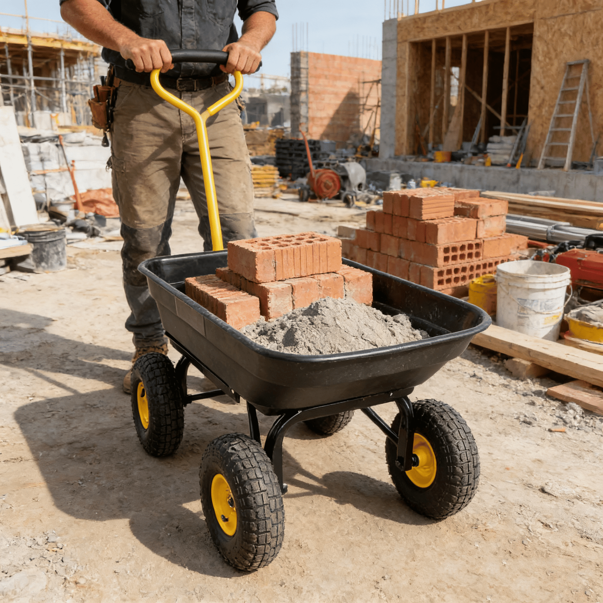 Folding Car Poly Garden Dump Truck With Steel Frame, 10 Inches. Pneumatic Tire, 300 Lb Capacity Body 55l