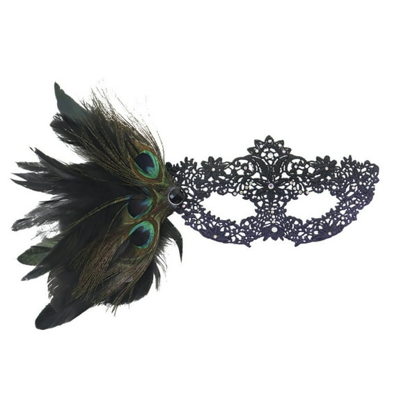 Honeeladyy Lace Masquerade Masks for Women, Peacock Feather Mardi Gras Mask for Christmas New Year Wedding Carnival Mardi Gras Party Evening Prom, Black