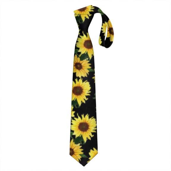 Rustic Sunflower and Wildflowers Tie - Boho Vintage Formal Necktie for Groomsmen