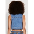 thumbnail image 5 of Womens WAX Distressed Button Front Denim Vest, 5 of 5