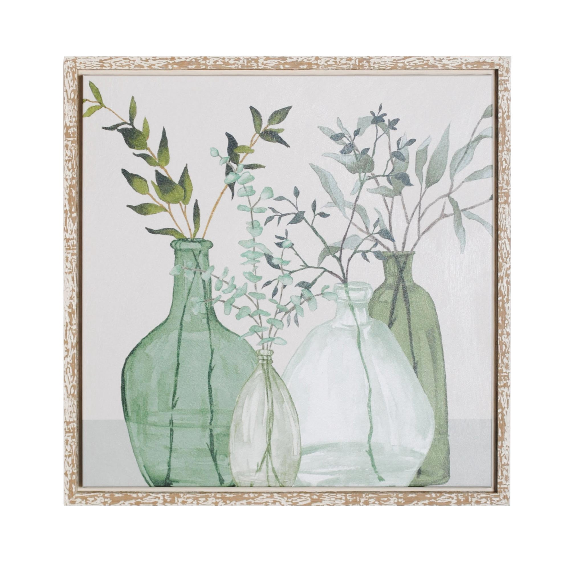 Glass Jar Plant Botanical Framed Canvas Art Print - 24" x 24" x 1.25"