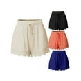 thumbnail image 2 of DYMADE Women's Summer Basic Shorts Casual Lace Patchwork Beach Hot Shorts Elastic Drawstring Waist Pants, 2 of 4