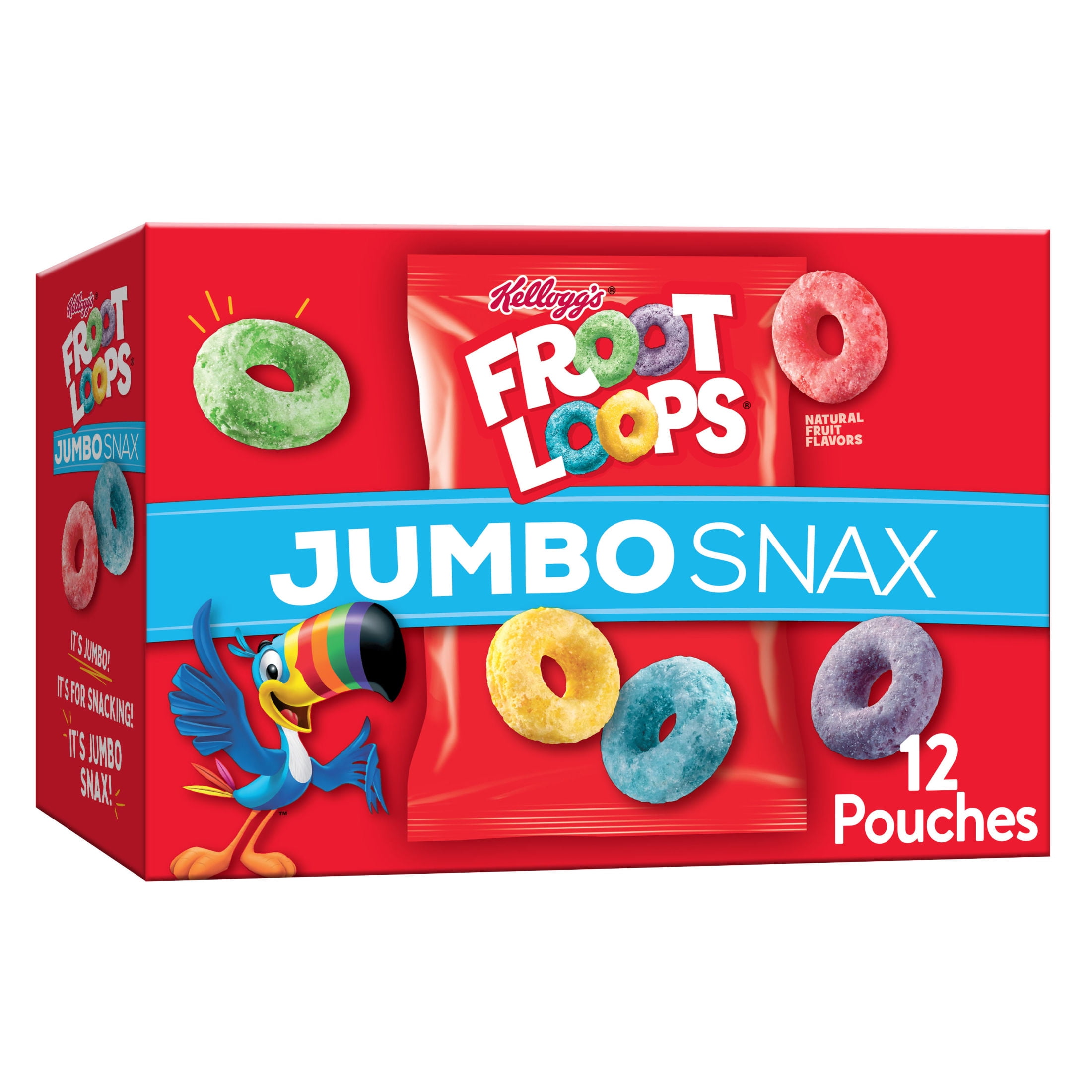 3 pack) Kellogg's Jumbo Snax Froot Loops Original Cereal Snacks