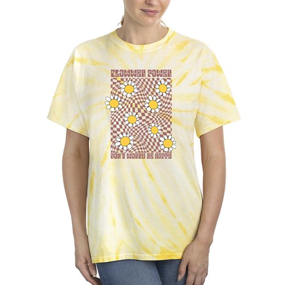 Retro 70s Daisy Flower Power Tie Dye Cyclone Women -Image by Shutterstock, Female Large