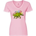 thumbnail image 3 of Inktastic Easter Bunny Stegosaurus with Eggs and Pink Ears Women's V-Neck T-Shirt, 3 of 5
