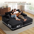 thumbnail image 5 of Muumblus Indoor Double Chaise Lounge Sofa with Cup Holders, 69"W Oversized Deep Seat Cloud Sectional Sofa, Boneless Sleeper Couch Bed, Black Corduroy, 5 of 11