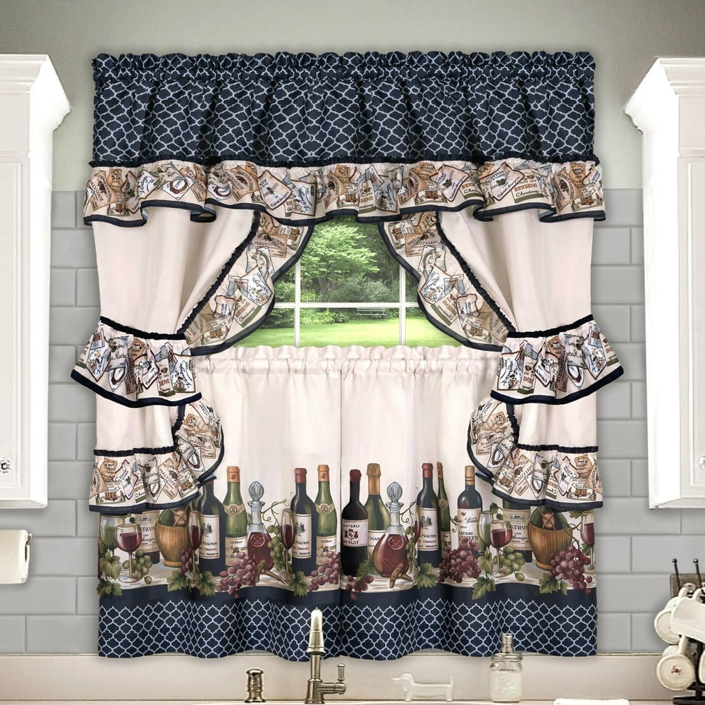Chataeu Complete Kitchen Curtain Tier, Swag, Tiebacks & Valance Set