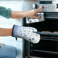 thumbnail image 2 of Blue Flowers Kitchen Oven Mitt and Pot Holder Sets 4 Pcs for Baking, Cooking and Grilling, Heat Resistant Up To 392 °F, 2 of 7