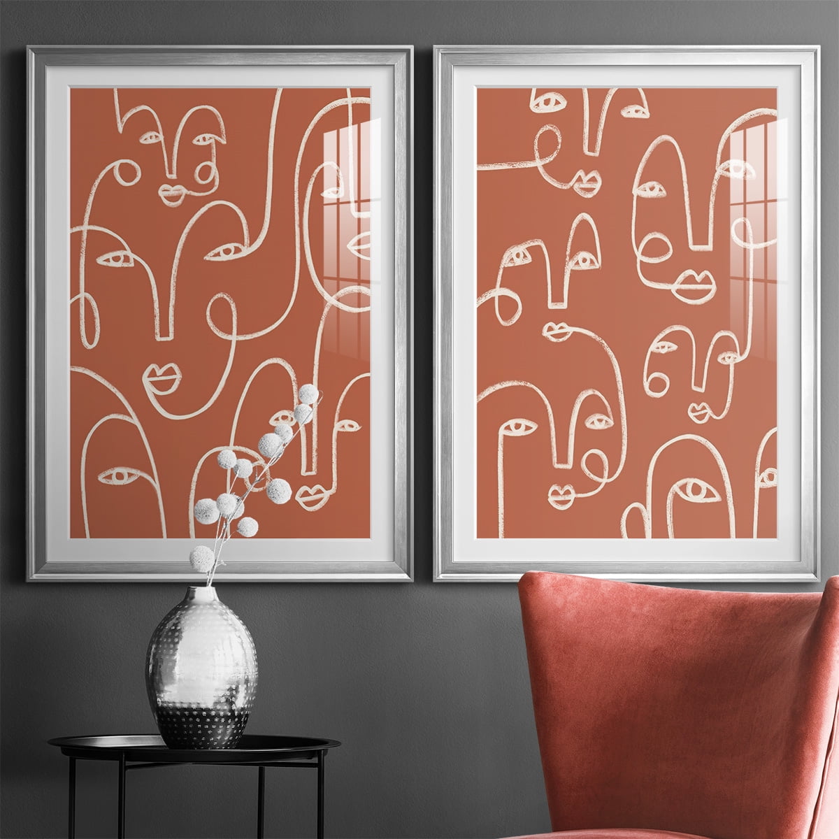 Wexford Home Connected Expressions I Premium Framed Print, 22.5" x 30.5" - Ready to Hang, Silver (Set of 2)
