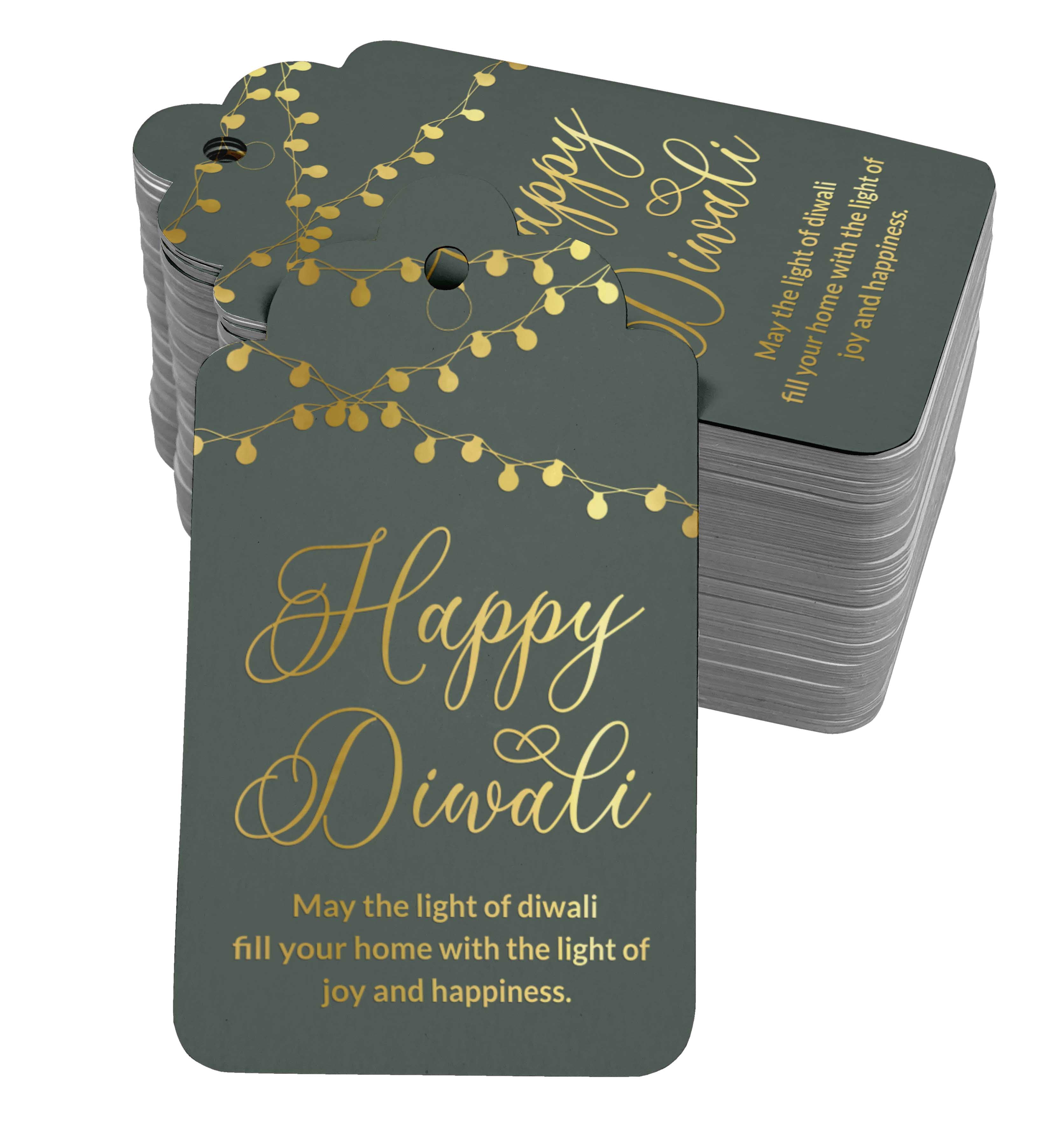 Inkdotpot Real Gold Foil Happy Diwali Tags Favor Hang Paper Tags 100 Pieces