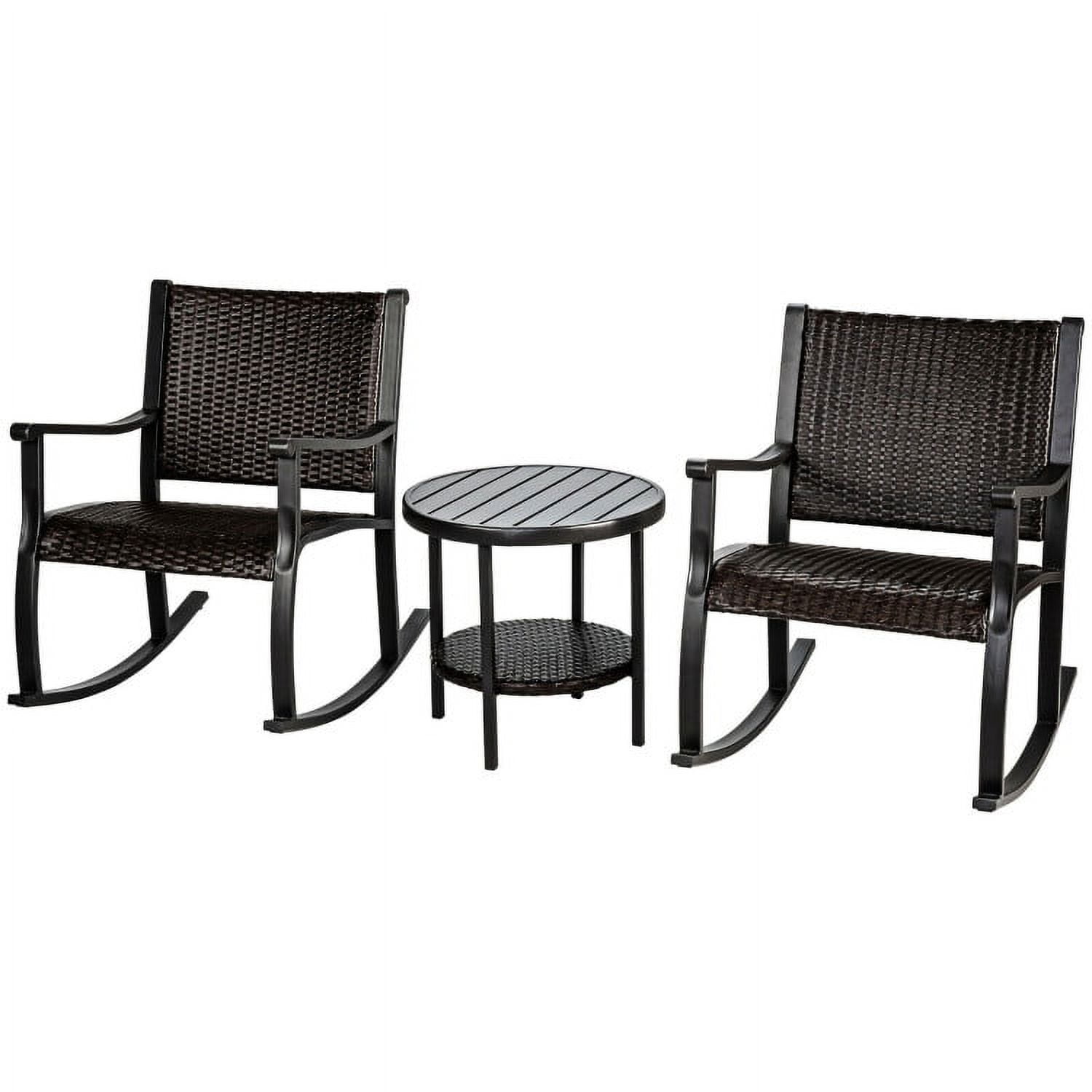 Aimee Lii 3 Pieces Wicker Patio Furniture Set with Coffee Table and Rocking Chairs, Small Patio Set