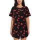 thumbnail image 1 of Fotbe Flamingo Conjunto de Pijama Estampado para Mujer, 2 Piezas, Ropa de Dormir con Camiseta de Manga Corta y Shorts Suaves-Large, 1 of 6