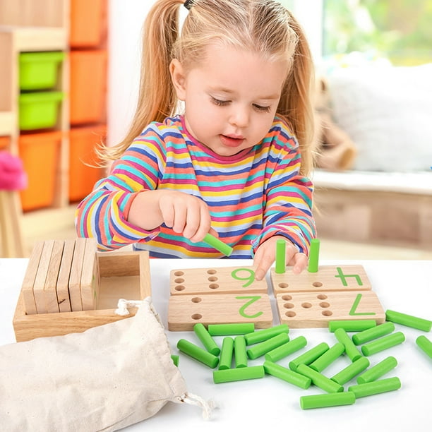 Montessori Toys, Peg Board Toddler Toys, Counting Wooden Toys with 57 Pegs, Math Manipulatives