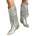 thumbnail image 3 of Bottes Mi-Mollet pour Femmes Design à Franges Design Pointu Talon Épais Non - Chaussures pour Toutes Occasions, 3 of 9