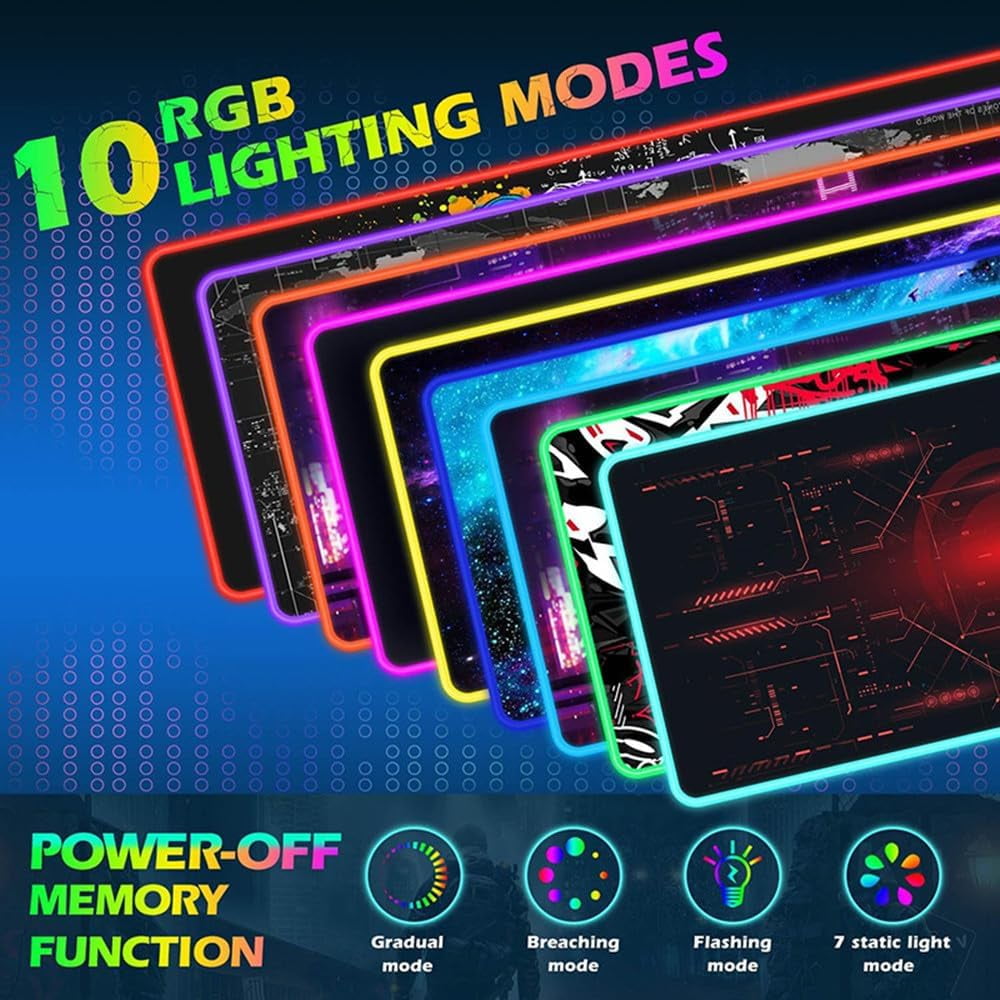 KOMI Wireless Charging RGB Gaming Mouse Pad,800x300x4MM,15W LED Large Mouse Mat,10 Light Modes Mousepad,Non-Slip Rubber Base,Keyboard Mat,Desk Mat for Gaming, MacBook,PC,Laptop,Desk
