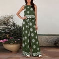 thumbnail image 7 of Zynoxe 2 Piece Sets for Women Going Out Comfy Crew Neck Sleeveless Crop Top Drawstring Waist Wide Leg Pants Suit Stylish Geometric Print Summer Sets Versatile Casual Beach Vacation Outfits 2XL, 7 of 7