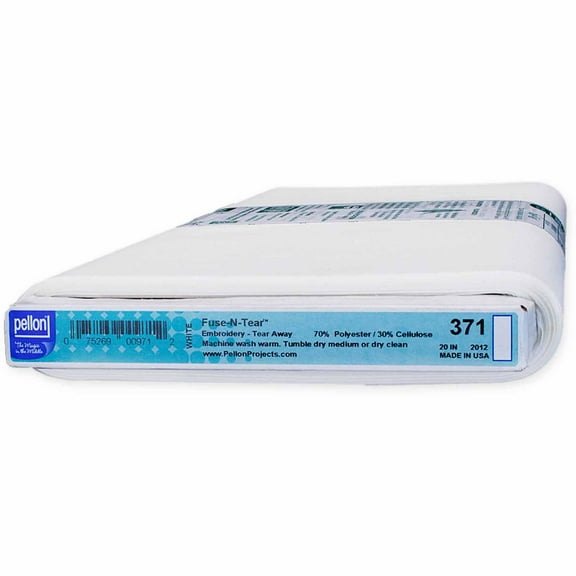 Pellon Fuse-N-Tear Embroidery Fabric Stabilizer. White. 20" x 10 Yards by the Bolt 1 Pack