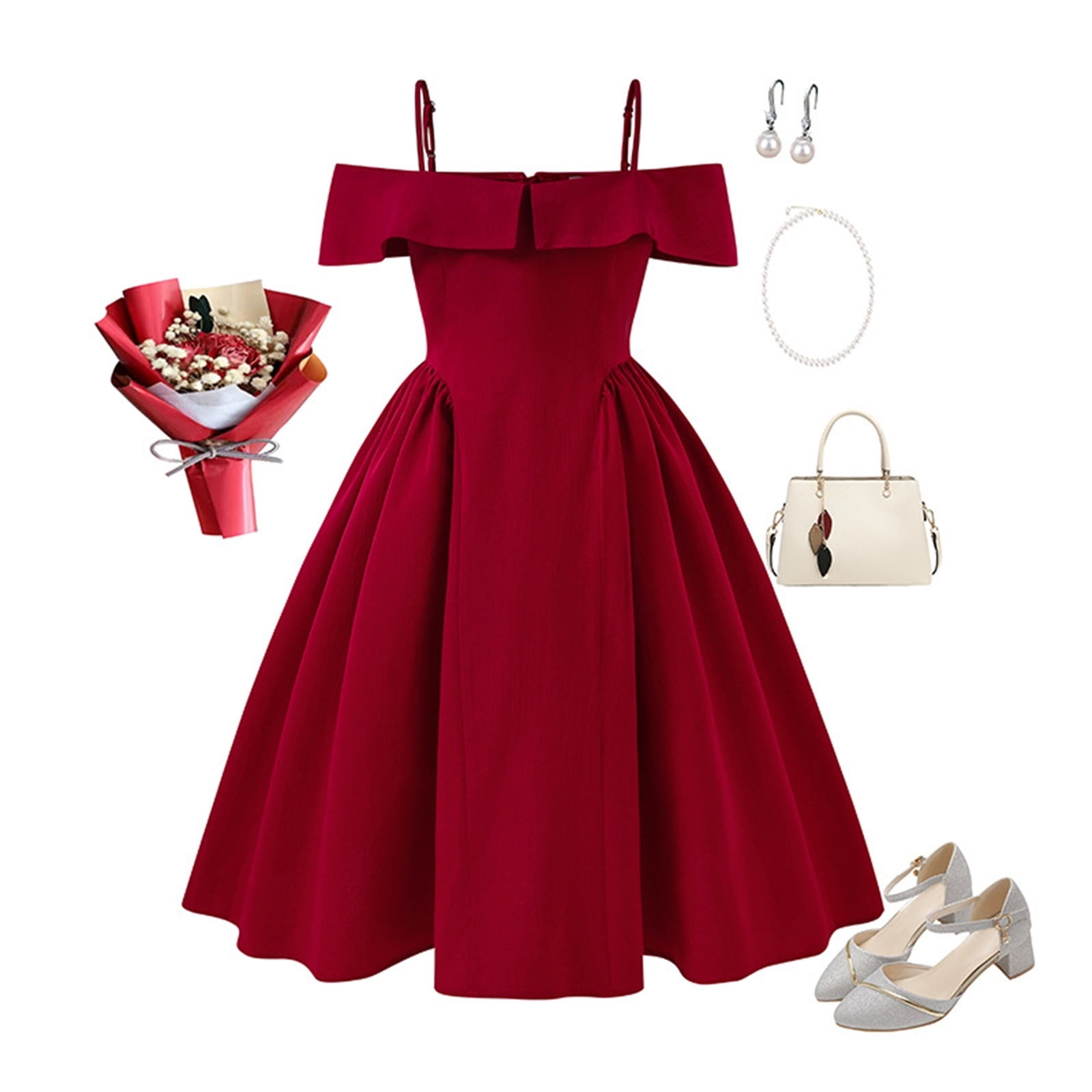 Kids Girls Elegant Off Shoulder Ruffle Hem Dress for Big Girls Summer Party Gown Wear Dresses