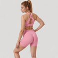 thumbnail image 6 of Women's Twist Front Sports Bra with Keyhole Cutout and Wide Shoulder Straps - Small, Pink, 6 of 7