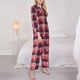 thumbnail image 3 of Balery Heart Plaid Conjunto de Pijama con Estampado para Mujer, Conjunto de Dos Piezas con Manga Larga, Ropa de Dormir Suave con Bolsillos, Pijamas Cómodos-Small, 3 of 7
