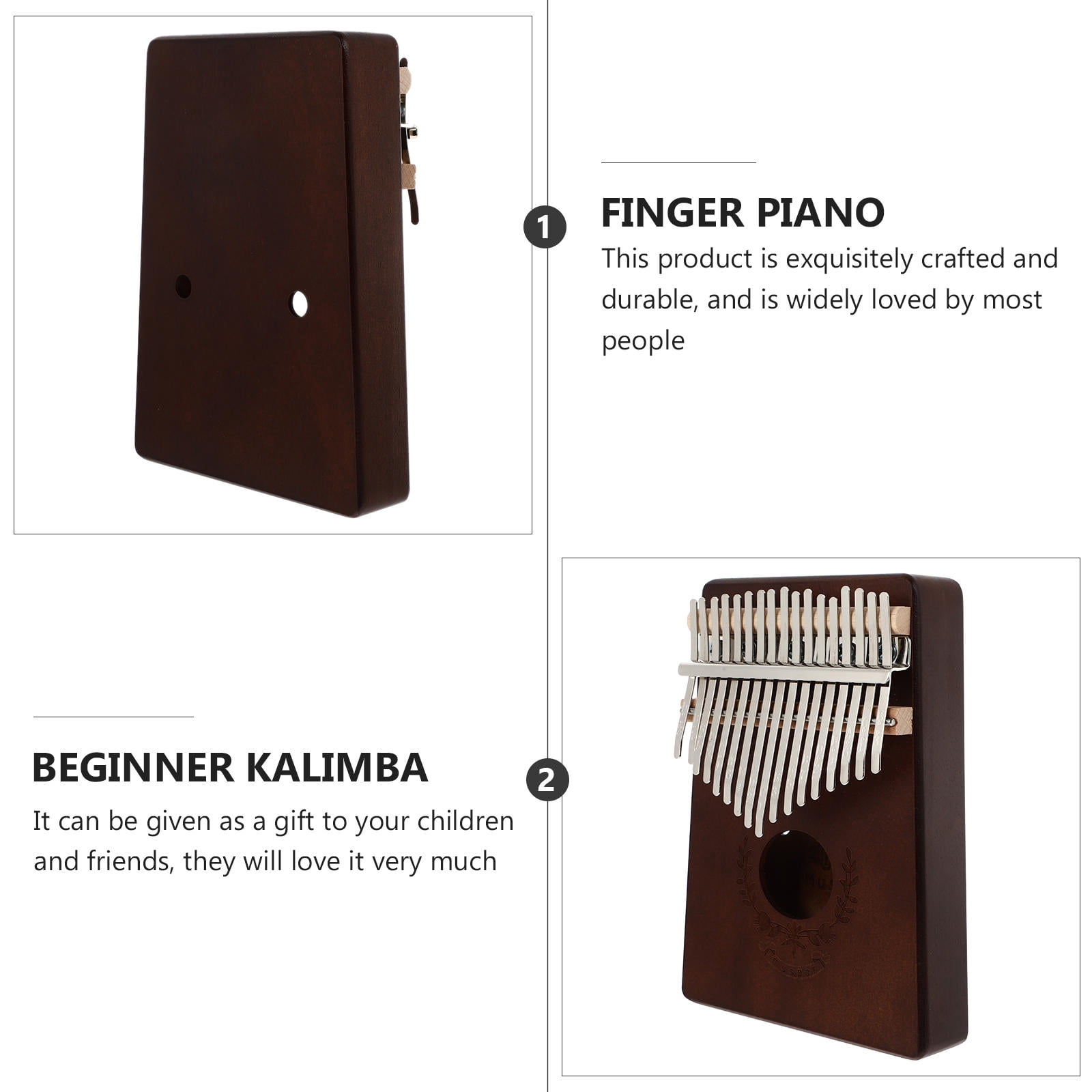 YOSADIER Portable Thumb Piano Small Music Instrument for Beginners and Music Lovers Coffee 17 Keys