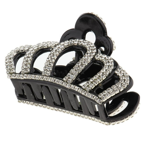 Pinza de garra para el pelo para mujer, gran , belleza, diamantes de imitación acrílicos, Floral Negro Jinwen Clip de la garra de la flor del pelo de las mujeres