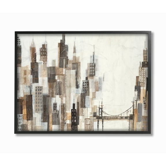 Stupell Industries Cityscape Abstract Squares Neutral Painting Framed Wall Art by Third and Wall